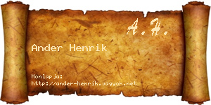 Ander Henrik névjegykártya